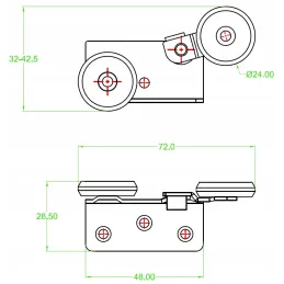Komplet okovja za dvojna drsna vrata MODERN W RAMA – 2 m / aluminij