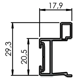 Komplet okovja za dvojna drsna vrata MODERN W RAMA – 2 m / aluminij