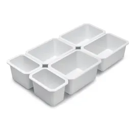 Organizator za kopalniški predal TIDY XL – 6 škatel / bel