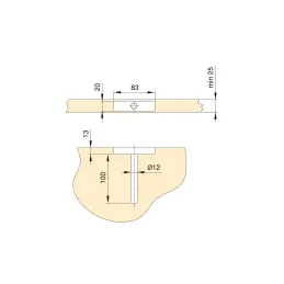 SET 2 kosa – skriti nosilec 12 x 113 mm / nikelj