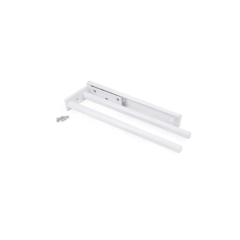 Izvlečni obešalnik za krpe z 2 nosilcema ARNOLD 310 mm / Bela matirana