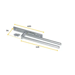 Izvlečni obešalnik za brisače z 2 nosilcema ARNOLD 440 mm / Aluminij