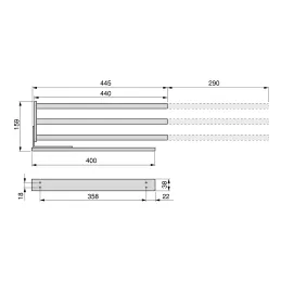 Izvlečni obešalnik za krpe s 3 nosilci ARNOLD 440 mm / Aluminij