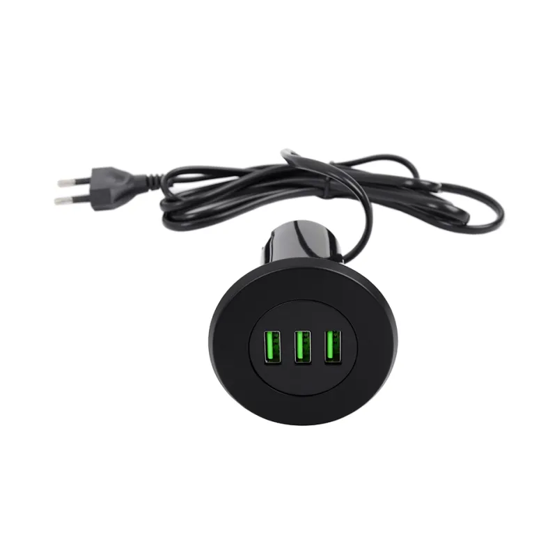 Notranji namizni polnilnik 3 x USB GOST / mat črna
