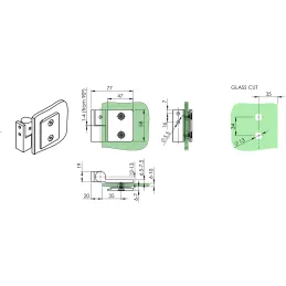 Tečaj za tuš vrata SPECIALE stena / steklo – krom, visok sijaj