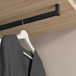 Komplet 2 kosov obešalnih palic s tesnilom LUXE in nosilci / Črna z teksturo