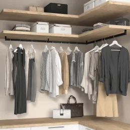 Komplet 2 kosov obešalnih palic s tesnilom LUXE in nosilci / Črna z teksturo