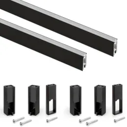 Komplet 2 kosov obešalnih palic s tesnilom LUXE in nosilci / Črna z teksturo