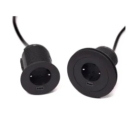 Notranja vtičnica VERSATAG 1 × 230 V + USB / Mat črna