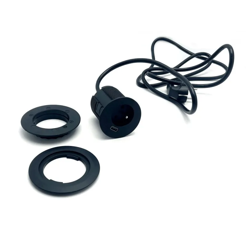 Notranja vtičnica VERSATAG 1 × 230 V + USB / Mat črna