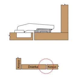 Tečaj 90° SLIDE-ON s podložko