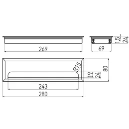 Prehod za kable MERIDA 280 x 80 mm / Črna