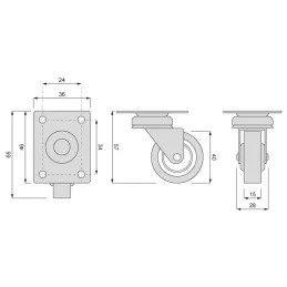 Pohištveno kolesce LIBRA 40 mm brez zavore / Siva