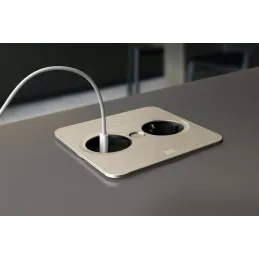Električna vtičnica Twist square 2x 230 V / nerjavno jeklo
