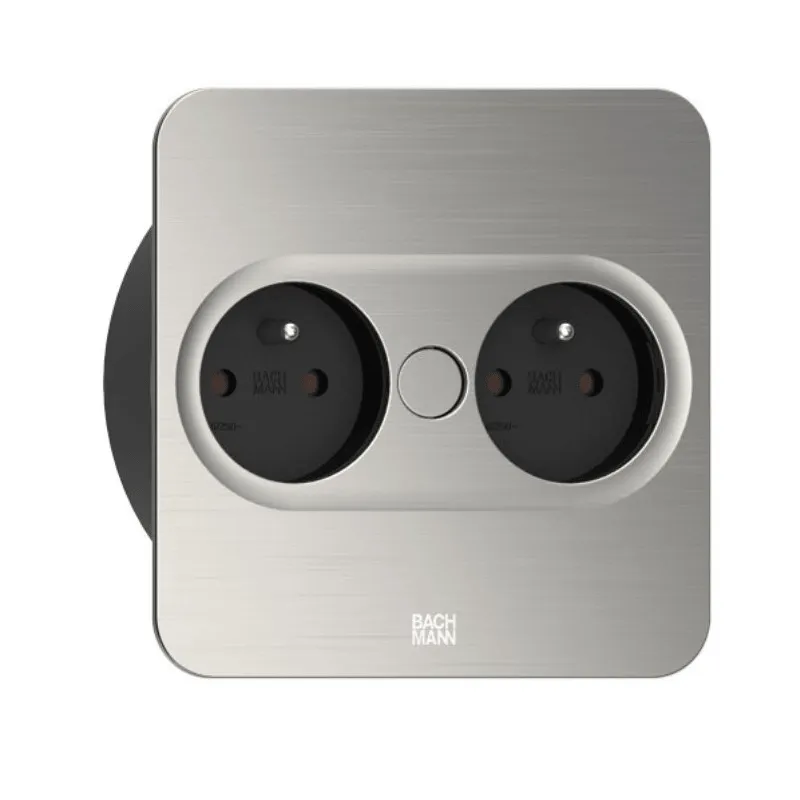 Električna vtičnica Twist square 2x 230 V / nerjavno jeklo