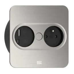 Električna vtičnica Twist square 1x 230 V + USB A-C / nerjavno jeklo