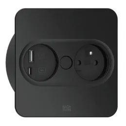 Električna vtičnica Twist square 1x 230 V + USB A-C / mat črna