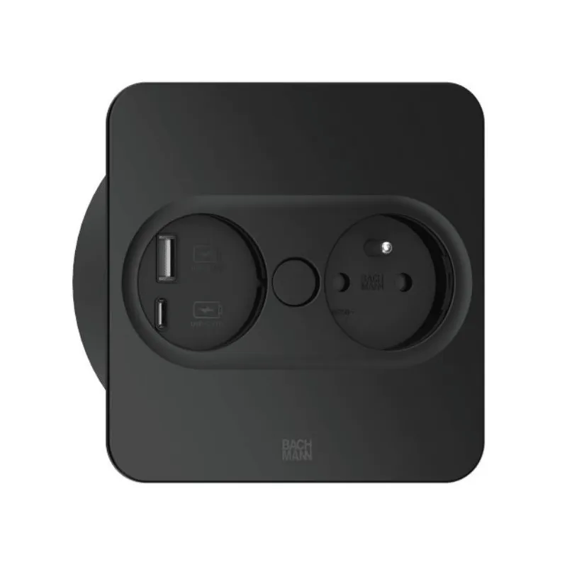 Električna vtičnica Twist square 1x 230 V + USB A-C / mat črna