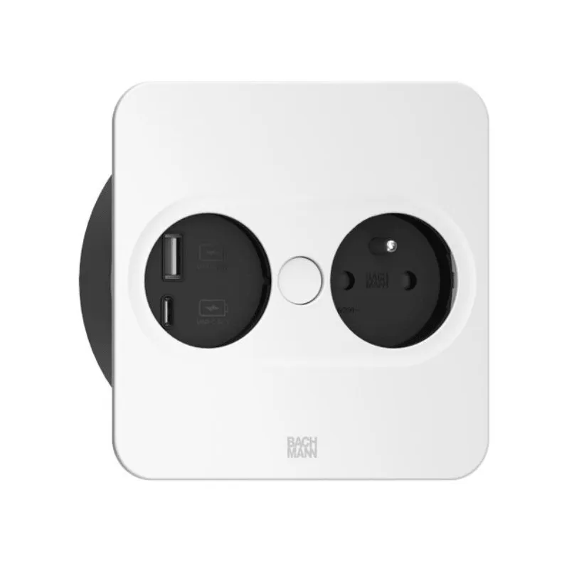 Električna vtičnica Twist square 1 × 230 V + USB A-C / mat bela