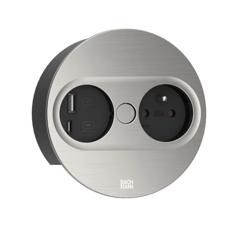 Električna vtičnica Twist ovalna 1 × 230 V + USB A-C / nerjavno jeklo