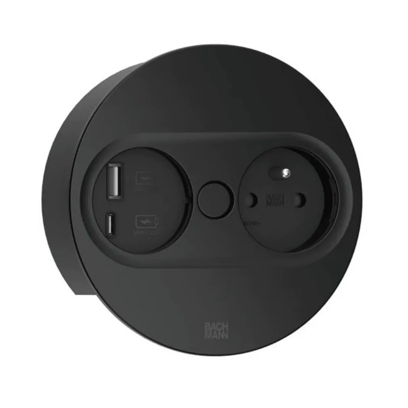 Električna vtičnica Twist ovalna 1x 230 V + USB A-C / mat črna