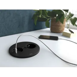 Električna vtičnica Twist ovalna 1x 230 V + USB A-C / mat črna