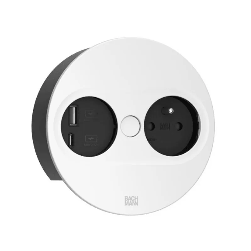 Električna vtičnica Twist ovalna 1x 230 V + USB A-C / Bela matirana