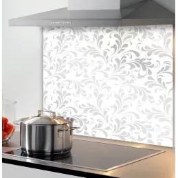 Steklena zaščitna plošča za kuhalno ploščo 600 mm / Srebrni ornamenti