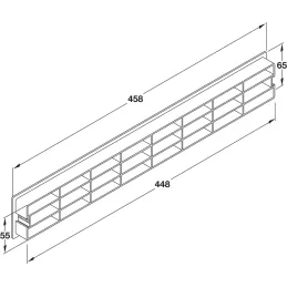 Plastična prezračevalna rešetka 458 x 65 mm / Mat krom