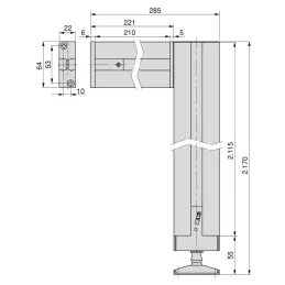 Modularni garderobni sistem ZERO 2115 mm – 2 pokončna nosilca / Bežova
