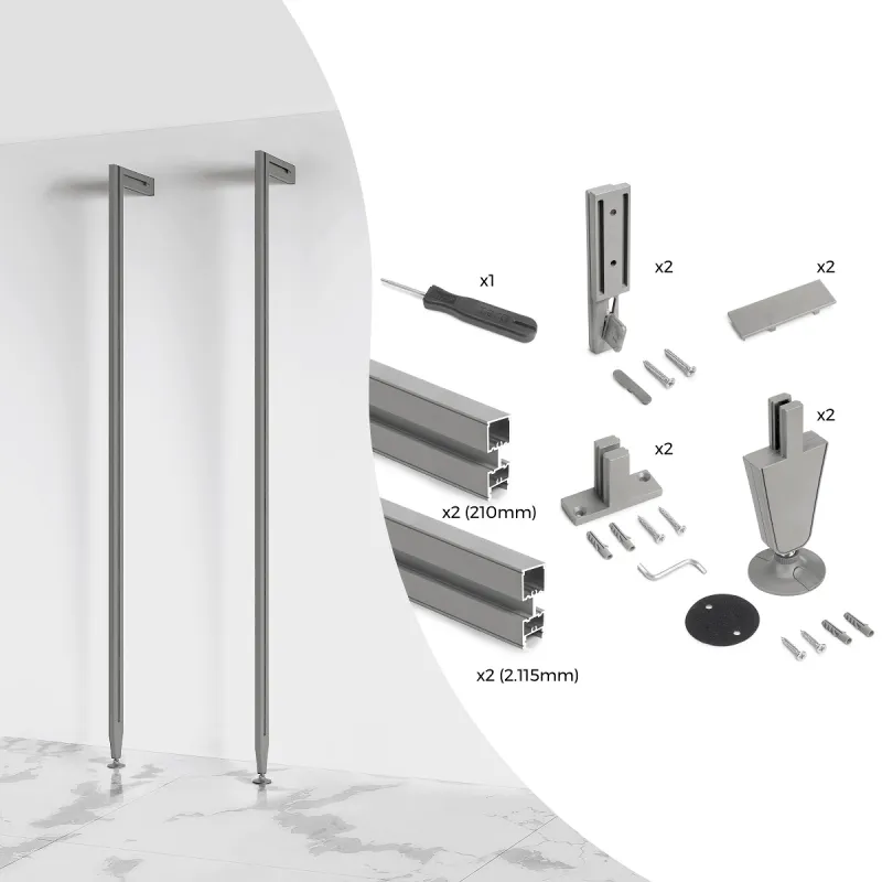 Modularni garderobni sistem ZERO 2115 mm – 2 pokončna nosilca / Bežova