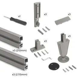 Modularni garderobni sistem ZERO 2115 mm – 3 pokončni letvi / Bežna