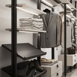 Komplet nosilcev za leseno nagibno polico za modularni garderobni sistem ZERO / Mat črna
