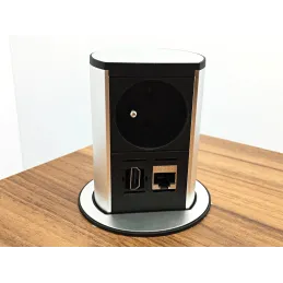 Izvlečna električna vtičnica Elevator OFFICE HDMI / Brušen aluminij