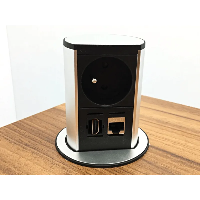 Izvlečna električna vtičnica Elevator OFFICE HDMI / Brušen aluminij