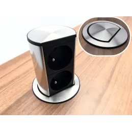 Izvlečna električna vtičnica Elevator 2x230 V FRENCH / nerjavno jeklo