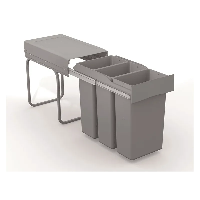 Izvlečni koš za odpadke LINEA 300 mm – 3 × 10 L / Siv