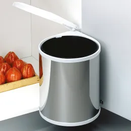 Odpadni okrogli koš KLASIK 13L / Nerjavno jeklo – bela