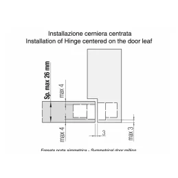 Skriti tečaj za brezfalčna vrata / Mat krom