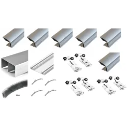 Komplet okovja za troja drsna vrata MULTIOMEGA W RAMA – 3 m / aluminij