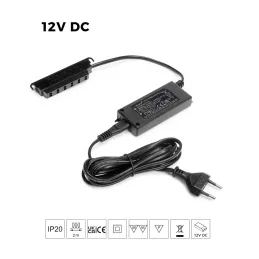 LED transformator (omrežni adapter) 12 V z vgrajenimi priključki / črn