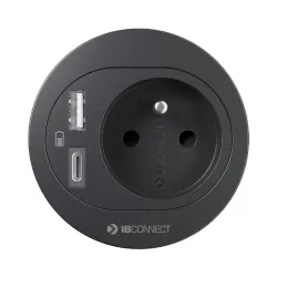 Vgradna vtičnica za mizo ATOS 1x230V + USB A-C / Črna
