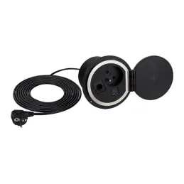 Vgradna vtičnica za mizo LUPO FRENCH 1x230V + USB A/C – črna