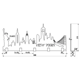 Stenski obešalnik NEW YORK / Mat črna