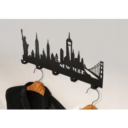 Stenski obešalnik NEW YORK / Mat črna