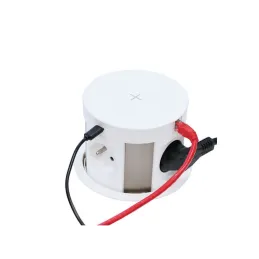 Izvlečna vtičnica z brezžičnim polnjenjem 4 × 230 V + 2 × USB-polnjenje A/C + RJ45 / bela