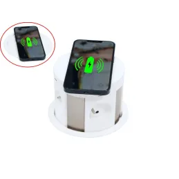 Izvlečna vtičnica z brezžičnim polnjenjem 4 × 230 V + 2 × USB-polnjenje A/C + RJ45 / bela