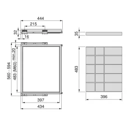 Izvlečni organizator dodatkov z blaženjem NEXUS 560–594 mm / mat črna