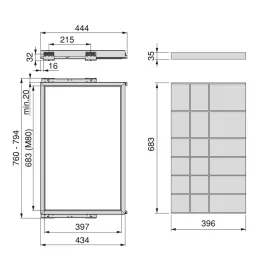Izvlečni organizator za dodatke z blaženjem NEXUS 760–794 mm / Mat črna