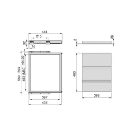 Izvlečna polica z blaženjem NEXUS 560–594 mm / Bež barva